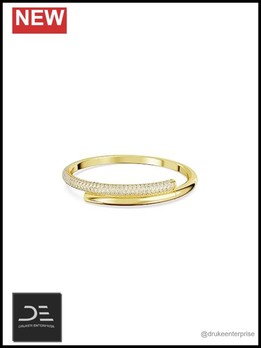 Crystal Bangle Bracelet Gold-Tone with Magnetic Clasp Pave Setting
